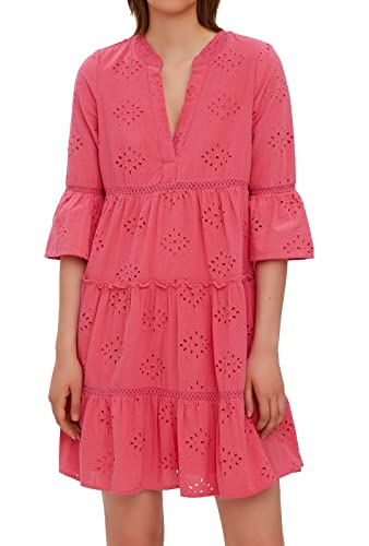 VERO MODA Damen Bluse Tunika VMDicthe Embrodery Minikleid mit 3/4-Ärmeln 10250097 Honeysuckle L von VERO MODA