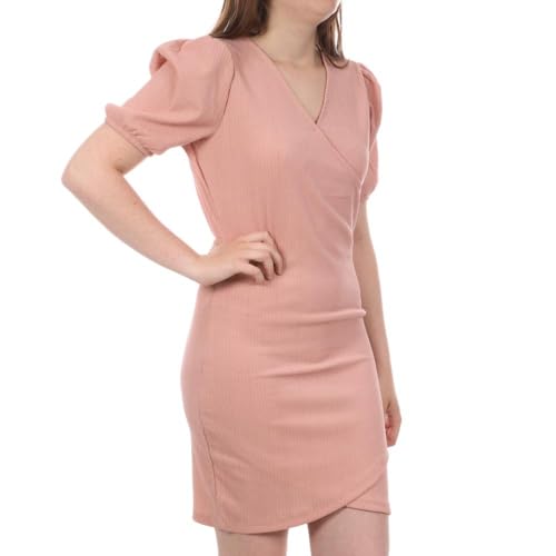VERO Moda Damen Blusen Wickelkleid | Midi Kurzarm Tunika Stretch Dress | Knielang Locker Gerippt VMELISA, Farben:Rosa, Größe:M von VERO MODA