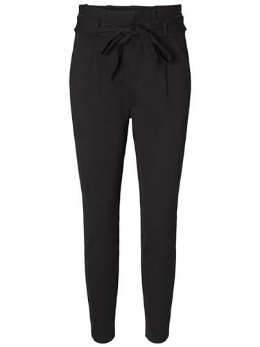 VERO MODA Damen Stoffhose Eva Paperbag Highwaist Bindegürtel 10205932 Black L/30 von VERO MODA