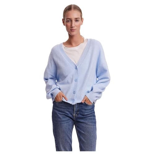 VERO MODA Damen Vmdoffy Ls V-Neck Button Cardigan Ganoos Strickjacke, Blue Bell, S EU von VERO MODA