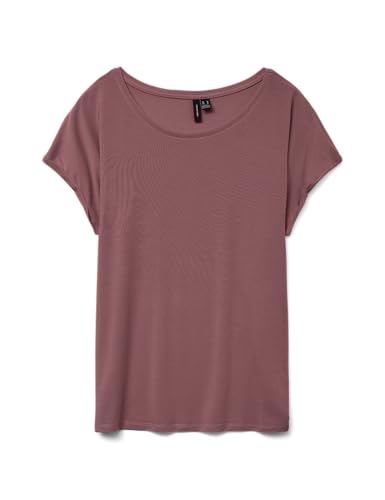 VERO MODA Damen Einfarbiges Stretch T-Shirt Basic Rundhals Top Oberteil Tief Angesetzte Schultern VMAVA von VERO MODA