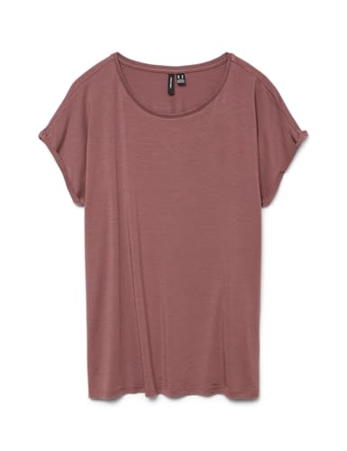 VERO MODA Damen Einfarbiges Stretch T-Shirt Basic Rundhals Top Oberteil Tief Angesetzte Schultern VMAVA von VERO MODA