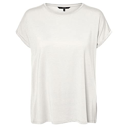 VERO MODA Damen Einfarbiges Stretch T-Shirt Basic Rundhals Top Oberteil Tief Angesetzte Schultern VMAVA von VERO MODA