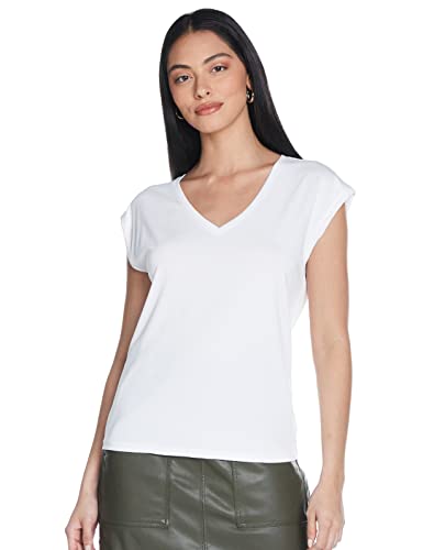 VERO MODA Damen Einfarbiges Stretch T-Shirt Basic V-Neck Top Oberteil Tief Angesetzte Schultern VMFILLI von VERO MODA