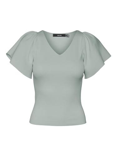 VERO MODA Women's VMGINNY SS V-Neck Pullover NOOS Hose, Jadeite, M von VERO MODA