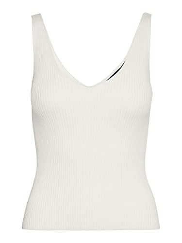 VERO MODA Damen Geripptes Struktur Top Einfarbiges V-Ausschnitt Sleeveless Oberteil Ärmellos VMGLORY, Farben:Weiß, Größe:XL von Vero Moda