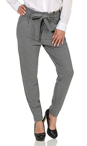 VERO MODA Damen VMEVA HR Loose Paperbag Pant GA NOO 10205932, Medium Grey Melange, S/34 von VERO MODA