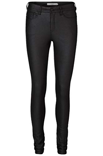 VERO MODA Damen Beschichtete Skinny Fit Jeans PU Kunstleder Hose Coated High Waist Stretch Pants Vmseven, Farben:Schwarz, Größe:S / 30L, Z-Länge:L30 von VERO MODA