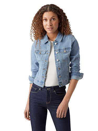 VERO MODA Damen VMLUNA LS SLIM DNM JACKET MIX GA NO 10279492, Light Blue Denim, M von VERO MODA