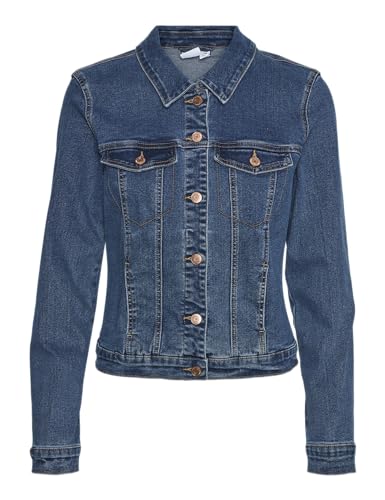 VERO MODA Damen VMLUNA LS Slim DNM Jacket Mix GA NO 10279492, Medium Blue Denim, XS von VERO MODA