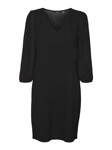 VERO MODA Damen Kleid VMRITH 3/4 SHORT DRESS JRS (DE/NL/SE/PL, Alphanumerisch, XS, Regular, Regular, black) von VERO MODA