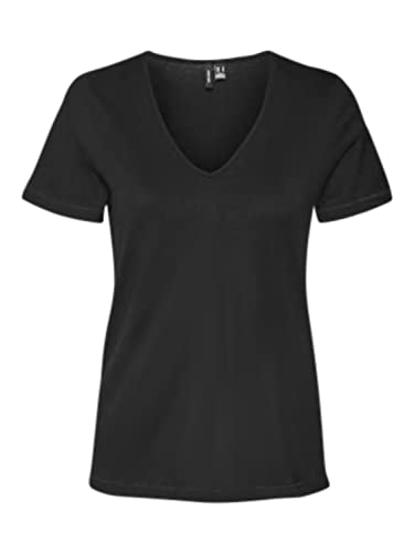 VERO MODA Damen Kleid Vmpaula S/S V-neck T-shirt Noos, Schwarz, XS von VERO MODA