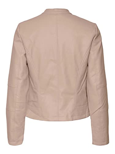 VERO MODA Damen Kunstlederjacke VMLotus Short Übergangsjacke Biker-Stil 10259991 rose dust M von VERO MODA