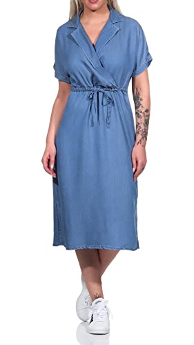 VERO MODA Damen Kurzarm Midi Kleid VMLiliana in Jeansoptik 10260996 medium Denim Blue: dots S von VERO MODA