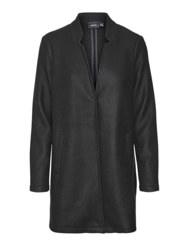 VERO MODA Damen Kurzmantel VMBrushedkatrine lange Damenjacke mit Stehkragen 10231027 Black Solid L von VERO MODA