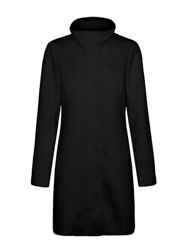 VERO MODA Damen Kurzmantel VMVerodona Bell Coat lange Damenjacke Stehkragen 10301330 Black S von VERO MODA