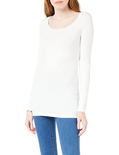 VERO MODA Damen Langarmshirt VMMAXI My LS Soft Long U - Neck NOOS, Gr. 40 (Herstellergröße: L), Weiß (Bright White) von VERO MODA