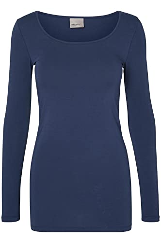 VERO MODA Damen Vmmaxi My Soft Long U-neck Noos' Langarmshirt, Blau (Black Iris), S EU von VERO MODA