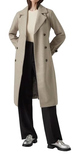 VERO MODA Damen Mantel VMFortunevega Long Trenchcoat langer Winter Wollmantel 10289870 Silver Mink Melange M von VERO MODA