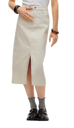 Vero Moda Damen Midi Jeans Rock VMVeri Damenrock mit Schlitz 10295731 Birch XXL von Vero Moda
