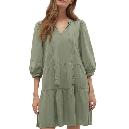 VERO MODA Damen Mini-Kleid Tunika 3/4-Arm VMPretty 10279712 Hedge Green XXL von VERO MODA