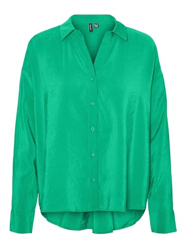 VERO MODA Damen Oversized Hemdbluse Seidig Legeres Oberteil Glänzendes Shirt VMQUEENY, Farben:Grün-3, Größe:XXL VERO MODA Damen Oversized Hemdbluse Seidig Legeres Oberteil Glänzendes Shirt VMQUEENY, Farben:Grün-3, Größe:XXL von VERO MODA