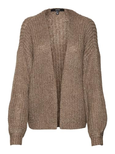 VERO MODA Damen Vmthunder Ls Open Cardigan Ga Bf, Brown Lentil/Detail:Melange,L von VERO MODA