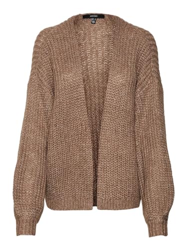 VERO MODA Damen Vmthunder Ls Open Cardigan Ga Bf, Brown Lentil-melange, XL von VERO MODA