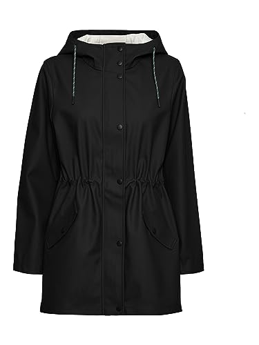 VERO MODA Damen Regenjacke VMMalou wasserabweisender Parka mit Kapuze 10266982 black XS von VERO MODA