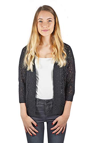 VERO MODA Damen Regular Fit Strickjacke VMALLY 3/4 Knit Cardigan NOOS, Einfarbig, Gr. 34 (Herstellergröße: XS), Schwarz Black von VERO MODA