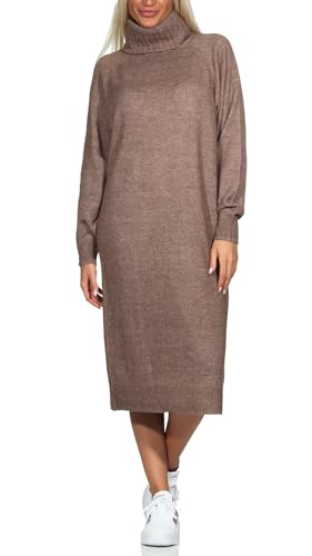 VERO MODA Damen Rollkragen-Strickkleid VMDaniela Midikleid 10291734 Brown Lentil Melange L von VERO MODA