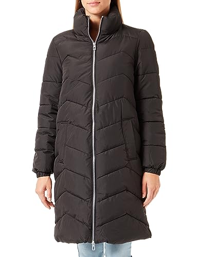 VERO MODA Damen Steppmantel VMLiga lange Jacke mit Kapuze 10289826 Black S von VERO MODA