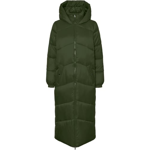 VERO MODA Damen Steppmantel VMUppsala Long Coat lange gefütterte Jacke mit Kapuze 10270145 Rifle Green M von VERO MODA