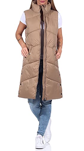 VERO MODA Damen Steppweste VMUppsala 3/4 Waistcoat Lange Mantelweste 10250638 Tigers Eye XS von VERO MODA