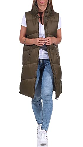 VERO MODA Damen Steppweste VMUppsala 3/4 Waistcoat Lange Mantelweste 10254930 Dark Olive XL von VERO MODA