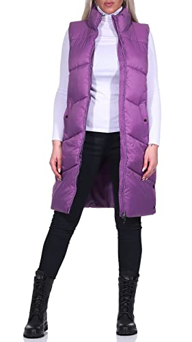 VERO MODA Damen Steppweste VMUppsala 3/4 Waistcoat lange Mantelweste 10250638 concord grape XS von VERO MODA