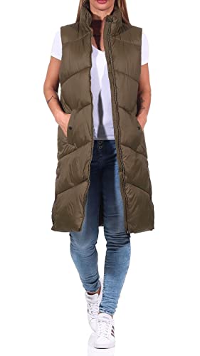 VERO MODA Damen Steppweste VMUppsala 3/4 Waistcoat lange gesteppte Mantelweste 10273950 Capers M von VERO MODA