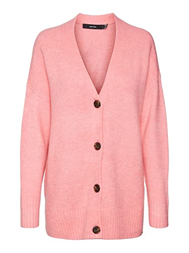 VERO MODA Damen Strickjacke VMLEFILE -Regular Fit XS-XXL Beige Schwarz Blau Pink, Größe:M, Farbe:Sachet Pink W. Melange 10291670 von VERO MODA