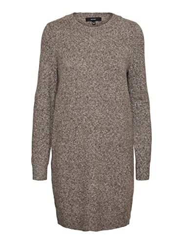 VERO MODA Damen Strickkleid VMDoffy fein-gestricktes Langarmkleid 10215523 Coffee Bean Melange M von VERO MODA