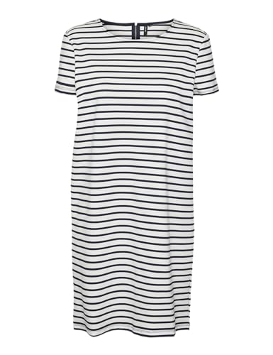 VERO MODA Damen VMABBY SS Short Zip Dress JRS NOOS Kleid, Snow White/Stripes:Navy Blazer, Small von VERO MODA