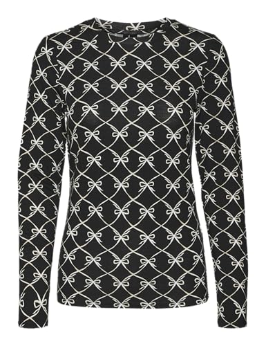 VERO MODA Damen VMALBERTE Cilia LS TOP Box JRS Langarmbluse, Black/AOP:Cilia, XS von VERO MODA