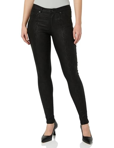 VERO MODA Damen VMALIA MR Skinny Shape Coated Pants Hose, Black/Pattern:Snake, Large von VERO MODA