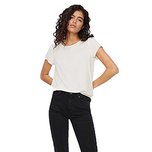 VERO MODA Damen Vmbecca Plain Top Ga Noos T Shirt, Snow White, L EU von VERO MODA