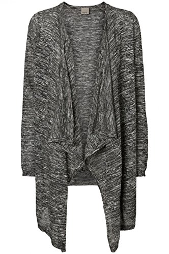 VERO MODA Damen Strickjacke VMBLACKE LS Drapey Cardigan NOOS, Gr. 40 (Herstellergröße: L), Schwarz (Black Detail:W. Snow White) von VERO MODA