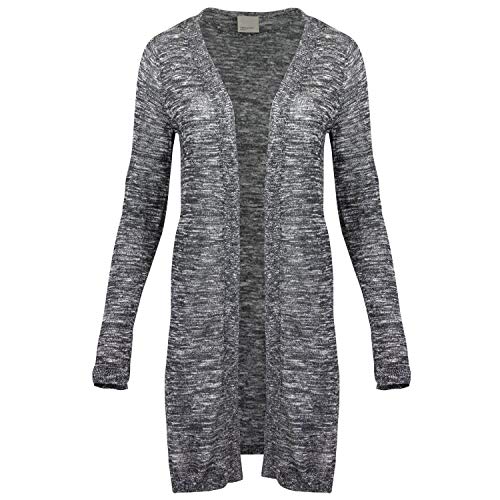 VERO MODA Damen VMBLACKE LS Long Slit Cardigan NOOS Strickjacke, Schwarz (Black Detail:W. Snow White), 40 (Herstellergröße: L) von VERO MODA