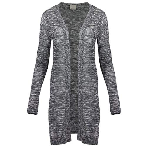VERO MODA Damen Strickjacke VMBLACKE LS Long Slit Cardigan NOOS, Gr. 42 (Herstellergröße: XL), Schwarz (Black Detail:W. Snow White) von VERO MODA