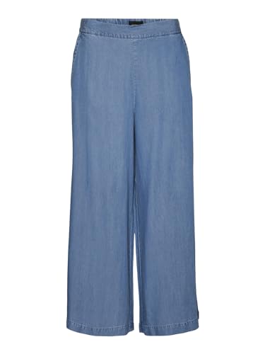 VERO MODA Damen VMBREE MW Wide Culotte Pants GA Stoffhose, Medium Blue Denim, L / 32L von VERO MODA