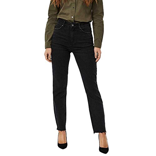 Vero Moda Damen VMBRENDA HR Straight A Cut GU131 GA NOOS Jeans, Black Denim, 26W / 32L von VERO MODA