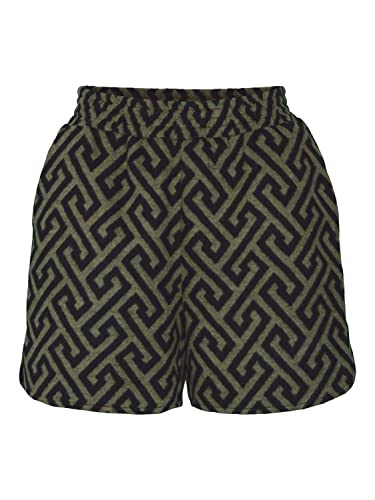 VERO MODA Damen VMBRENDASOFIA HW Wool Woll-Shorts, Ivy Green/Pattern:Black, S von VERO MODA