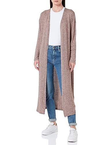 VERO MODA Damen VMBRIANNA LS Open Calf Cardigan Boo Strickjacke, Brown Lentil/Detail:W. Birch Melange, M von VERO MODA